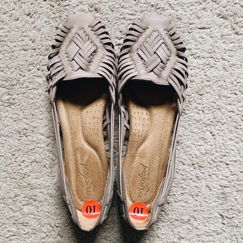 Woven Tan Leather Huaraches Flats - Natural Soul